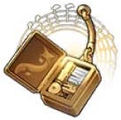 menu view of the harmonic tune material which resembles a golden portable radio