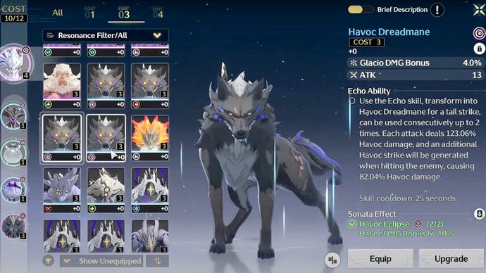 The Havoc Dreadmane Echo in Wuthering Waves. It resembles a feral black wolf.