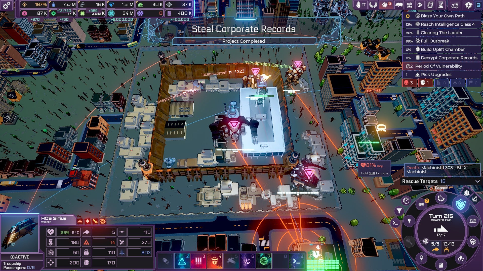 Successfully stealing some corporate records in Heart of the Machine.