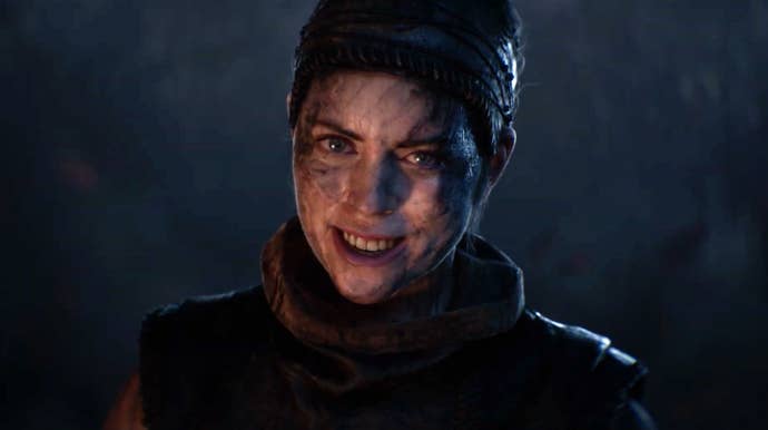 Senua smiles into the camera in Hellblade 2