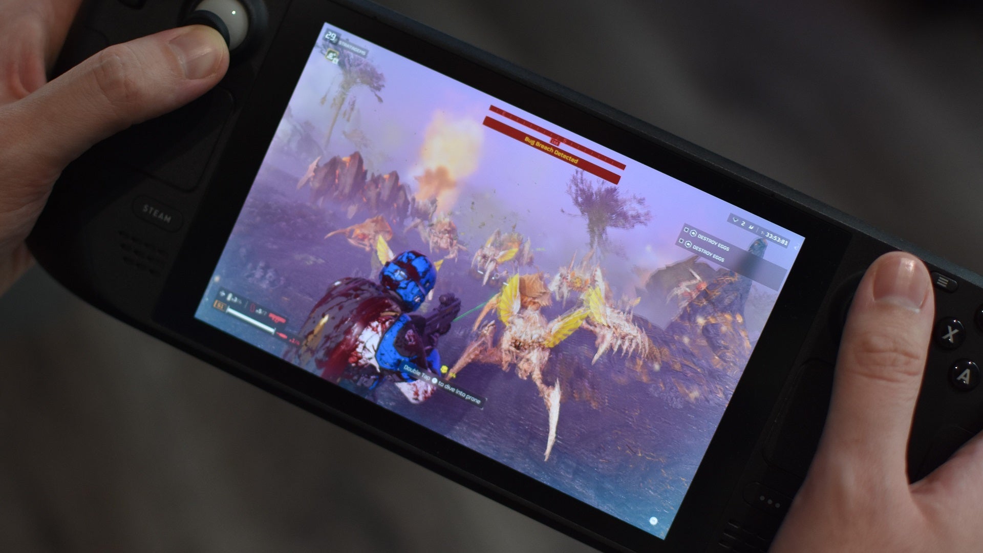 Helldivers 2 being played on a Steam Deck. - 3