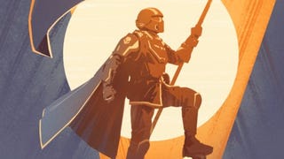 Helldivers 2 header image showing a Helldiver posing with a flag in hand and one knee standing on the head of a fallen bot