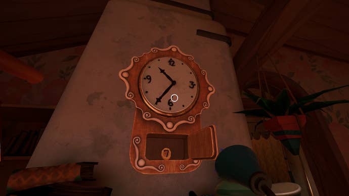 The broken clock in Hello Neighbor 2 set to 10:35
