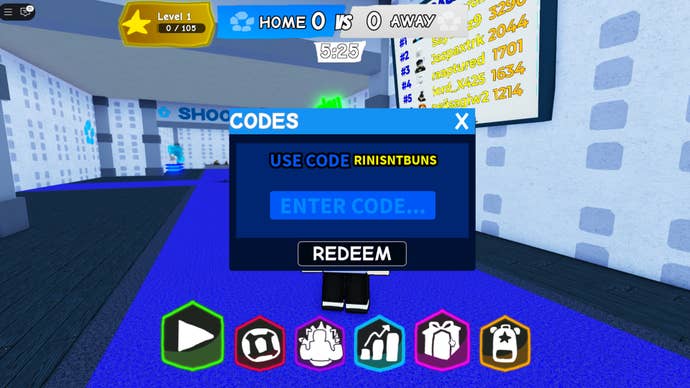 The ‘Redeem Code’ box is shown in Roblox’s Hitbox Rivals
