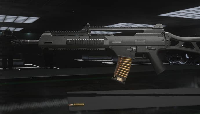 A close-up of the Holger 556 from Modern Warfare 3.