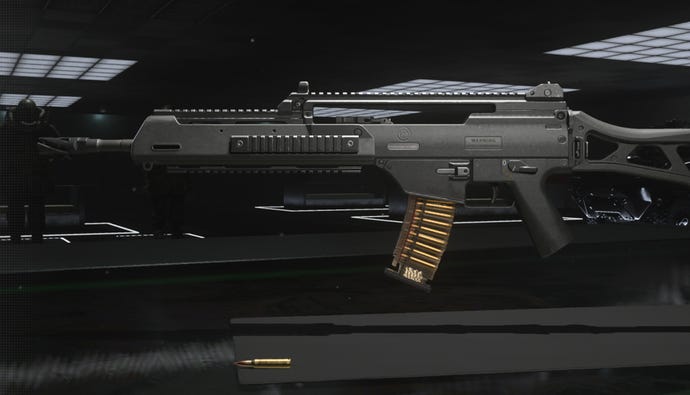 A close-up of the Holger 556 from Modern Warfare 3.