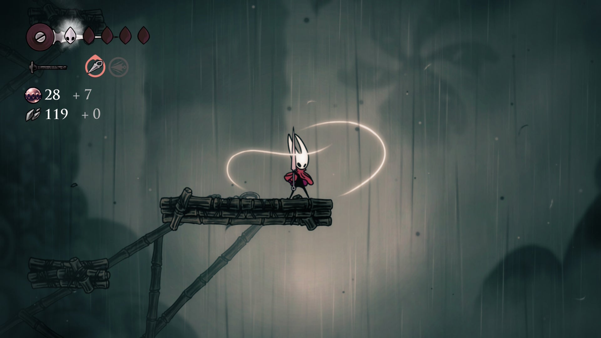 Hollow Knight: Silksong screenshot showing horney on a ledge