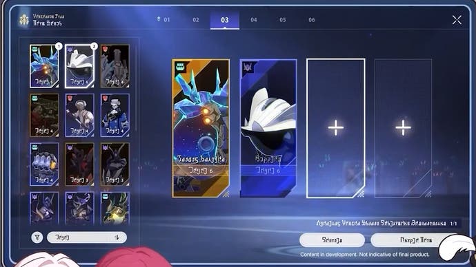 menu of the aetherium wars event character select screen