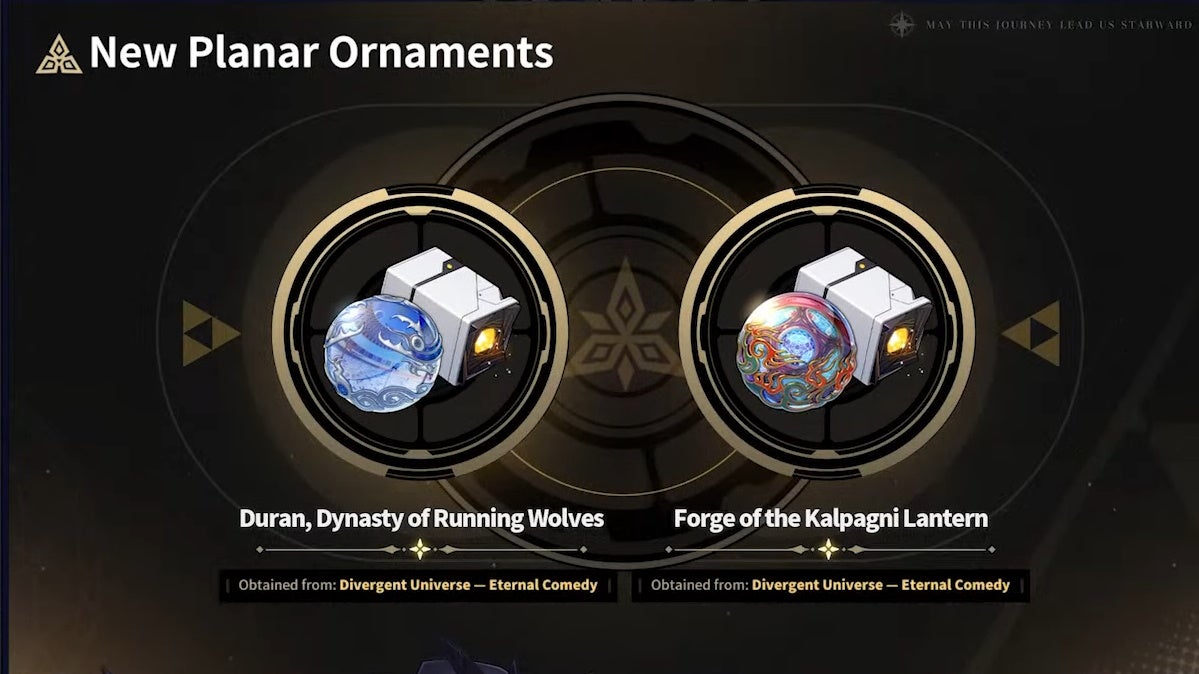 The Duran, Dynasty of Running Wolves and Forge of the Kalpagni Lantern Planar Ornament sets coming to Honkai Star Rail in version 2.3.