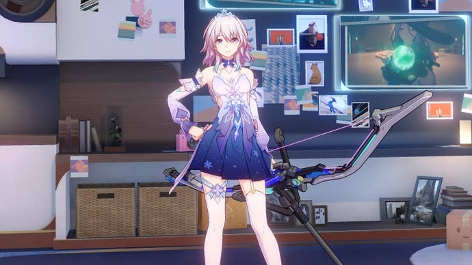 March 7th in her Nascent Spring outfit in Honkai Star Rail.