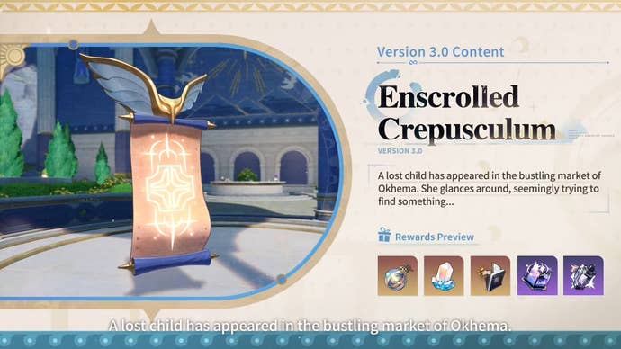 Enscrolled Crepusculum event details in Honkai Star Rail.