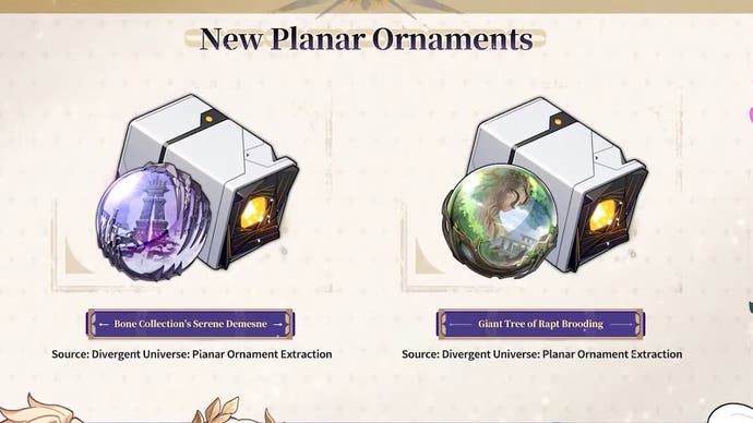 Two Planar Ornaments coming to Honkai Star Rail in version 3.1.