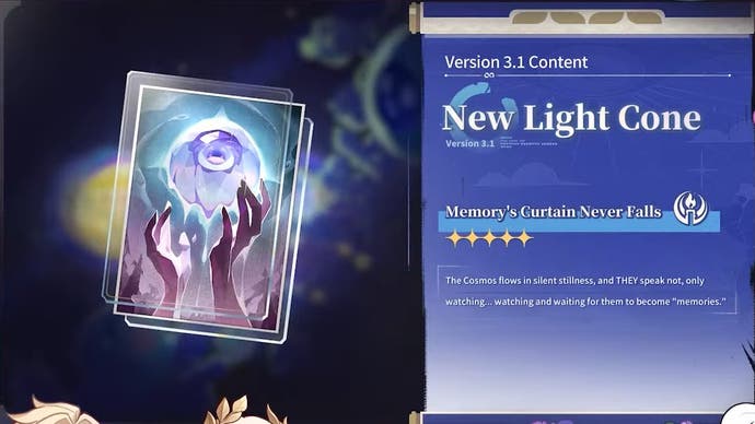 Memory's Curtain Never Falls Light Cone details in Honkai Star Rail.