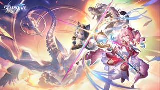 Official art for version 3.3 of Honkai Star Rail with Hyacine, Cipher, Stelle, and Caelus.