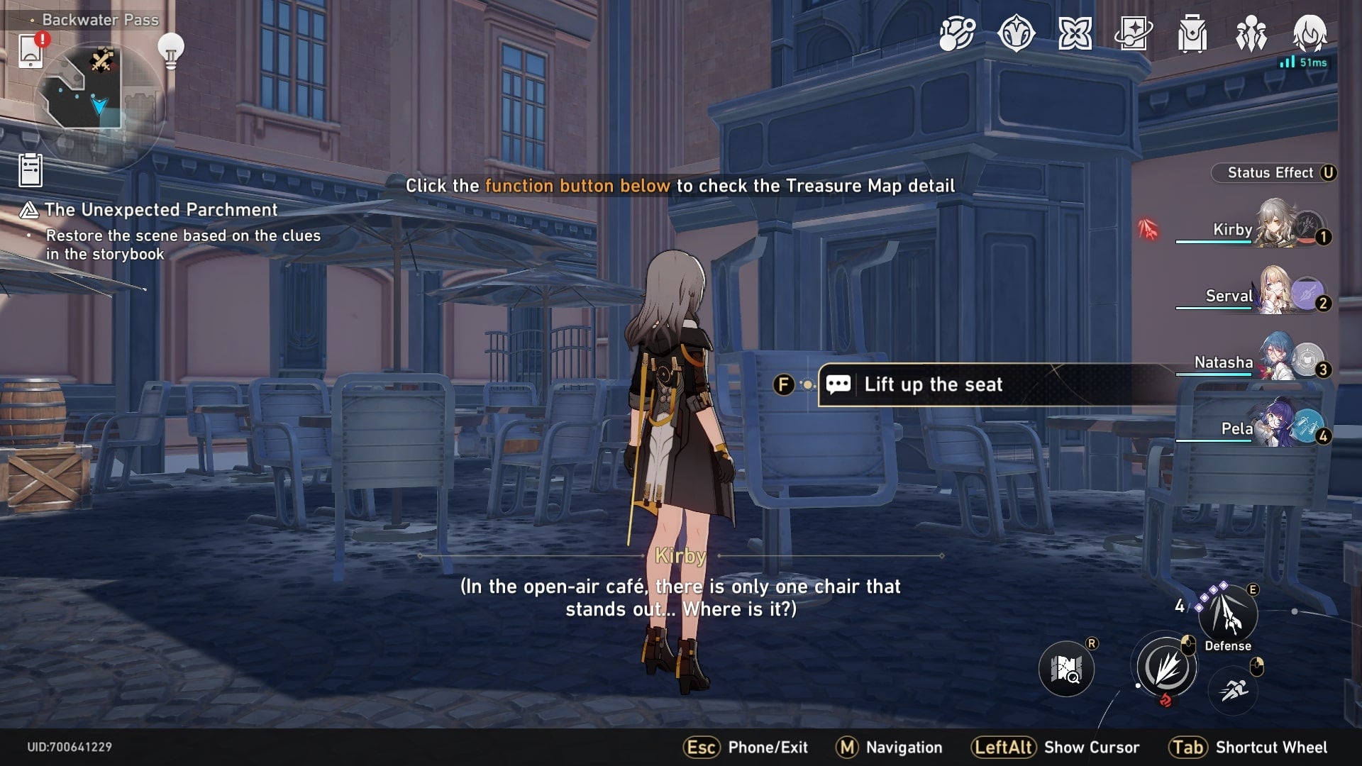 The player faces a chair that needs moving in Honkai Star Rail