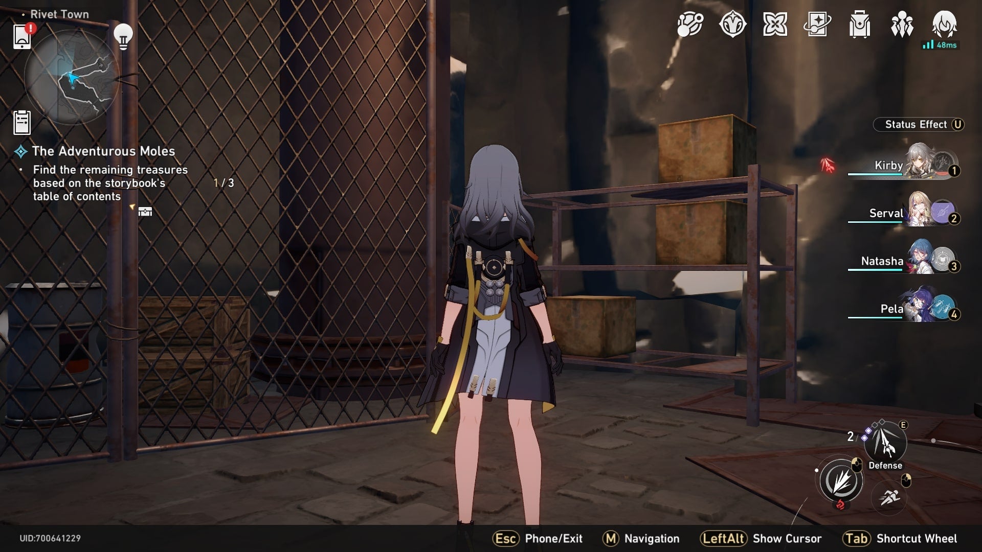 The player faces a shelf with boxes on it in Rivet Town of Honkai Star Rail