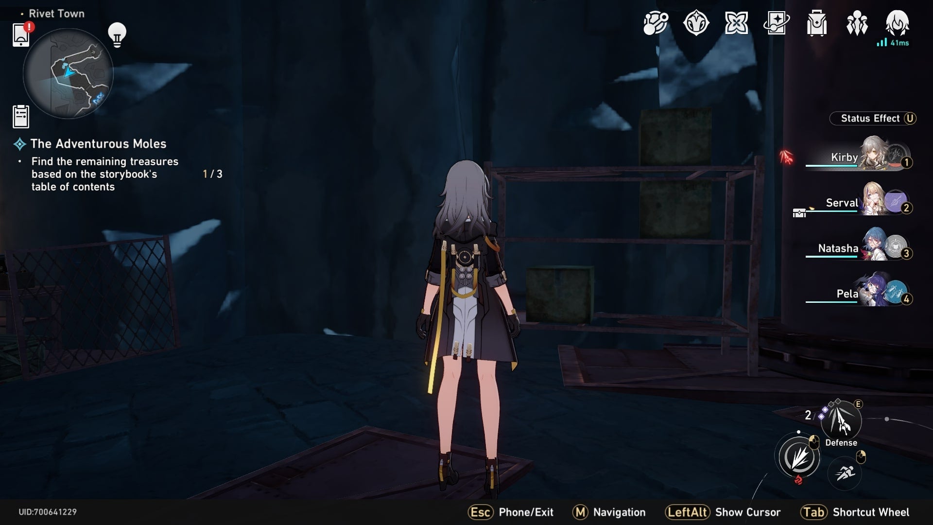 The player faces a shelf with boxes on it in Rivet Town of Honkai Star Rail