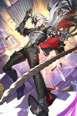 Cropped splash art of Boothill from Honkai Star Rail.