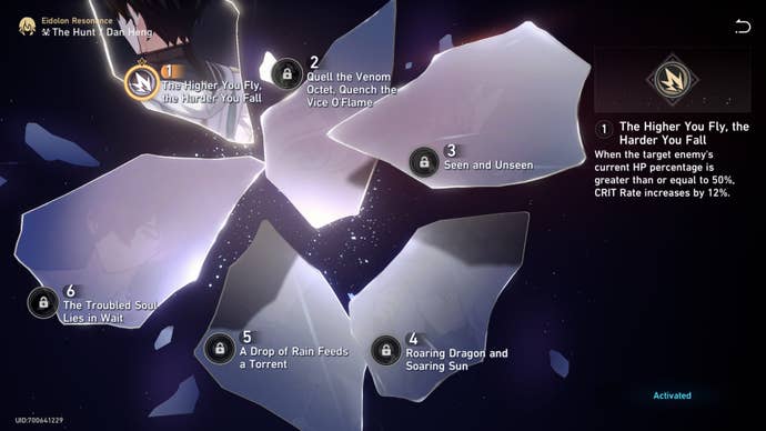 Dan Heng’s Eidolon tree in Honkai Star Rail is shown