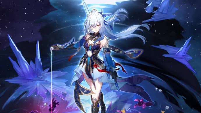 jingliu splash art on a space background