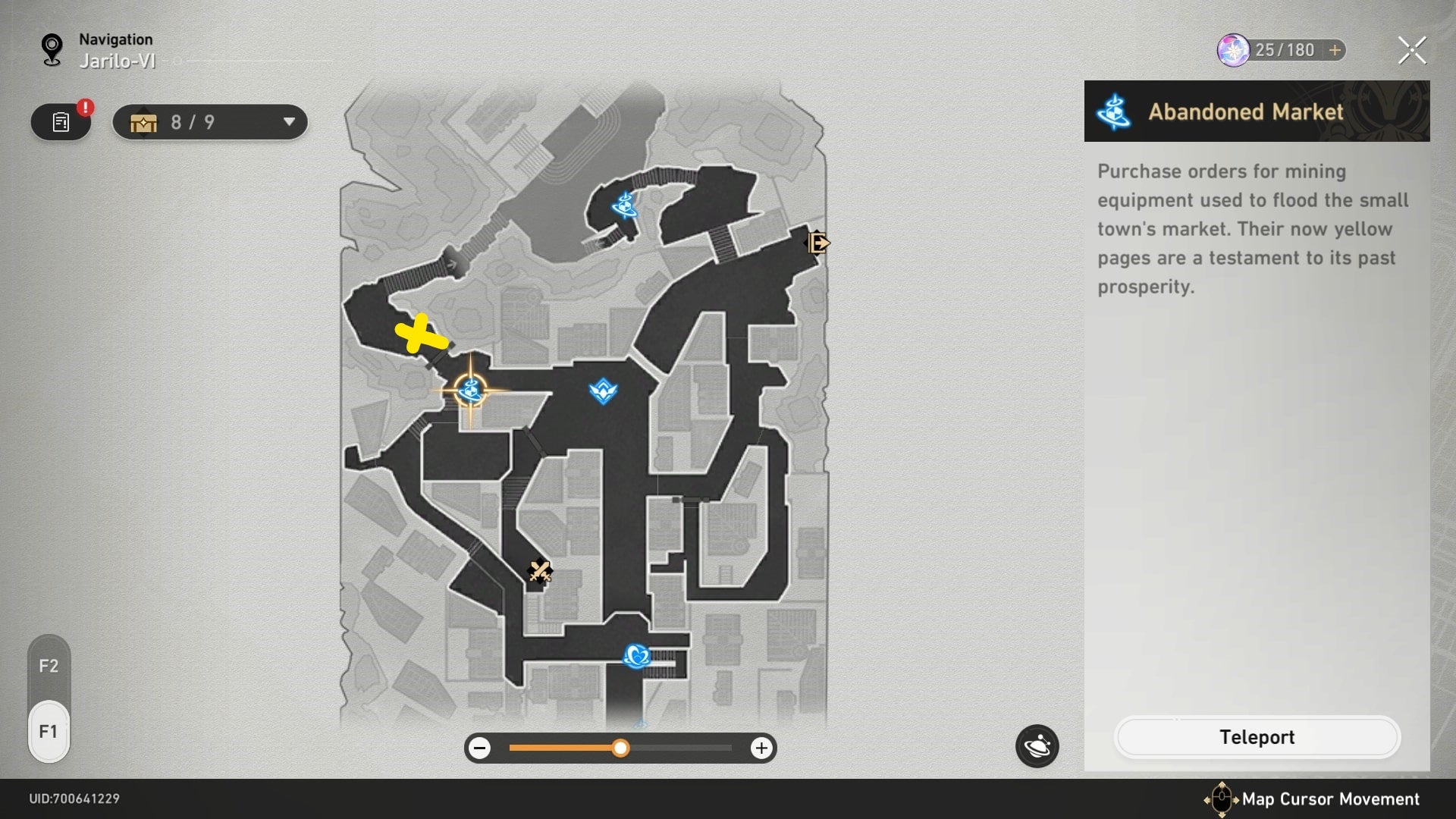 A map of Rivet Town with some treasure marked on it in Honkai Star Rail
