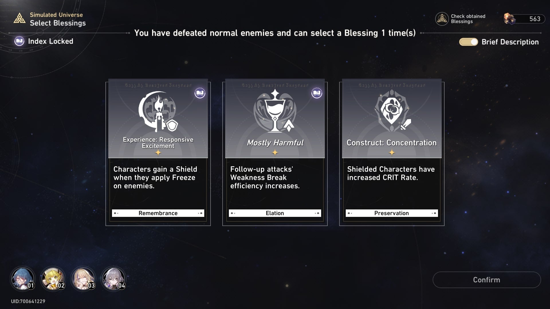 An array of Blessings to choose from are shown in the Simulated Universe of Honkai Star Rail - 4