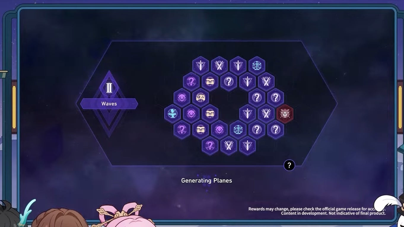 Menu showing a grid with different symbols on it.