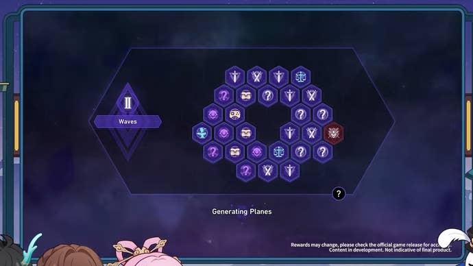 Menu showing a grid with different symbols on it.