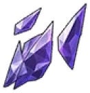 menu view of tatters of though material, whoch resembles purple shattered glass