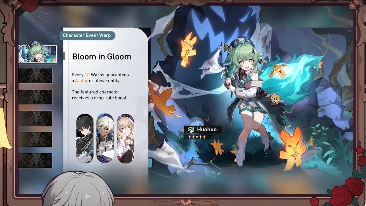 huohuo banner for version 1.5 with dan heng, arlan, and serval