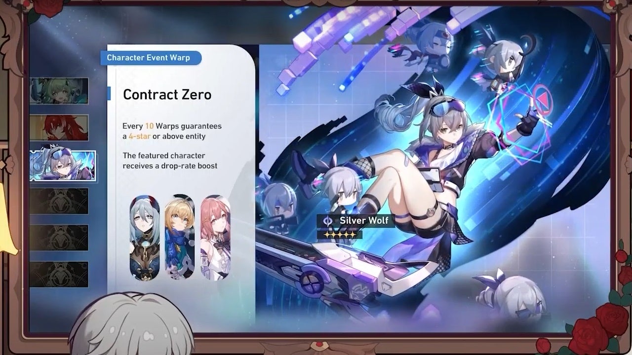 silver wolf banner for version 1.5 with hanya, lynx, and asta