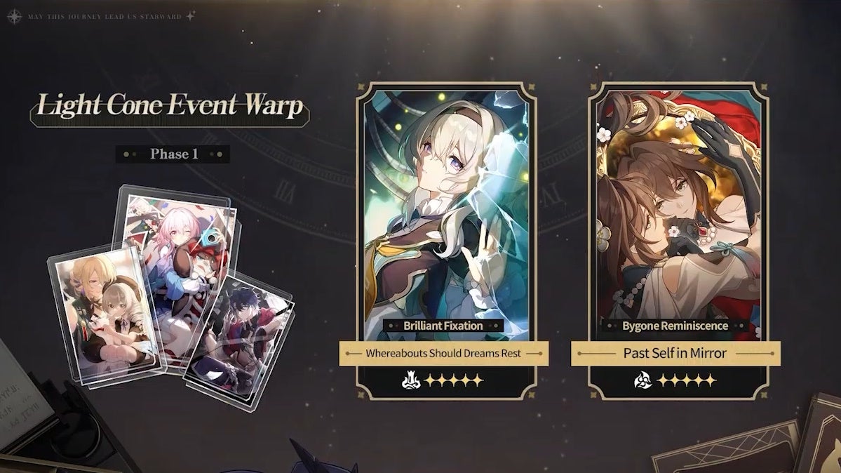 Light Cone Banners for Phase 1 of version 2.3 in Honkai Star Rail showing Firefly and Ruan Mei&rsquo;s signature Light Cones.