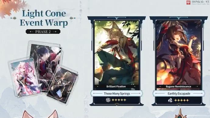 Honkai Star Rail version 2.4 Light Cone Banners with Jiaoqiu and Sparkle.