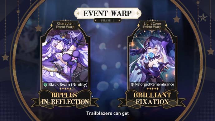 Black Swan character and Banner details in Honkai Star Rail 2.0.