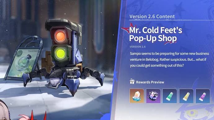 Details and rewards for the Mr Cold Feet’s Pop-up Shop 2.6 event in Honkai Star Rail.