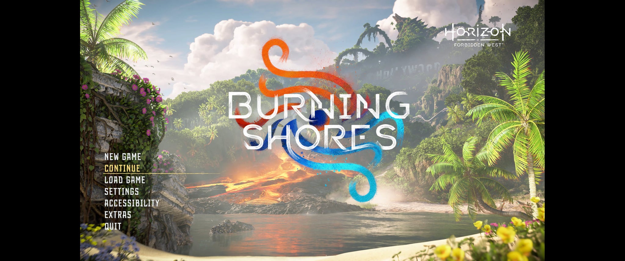 The main menu of Horizon Forbidden West, showing the black bars that appear on ultrawide resolution. - 5