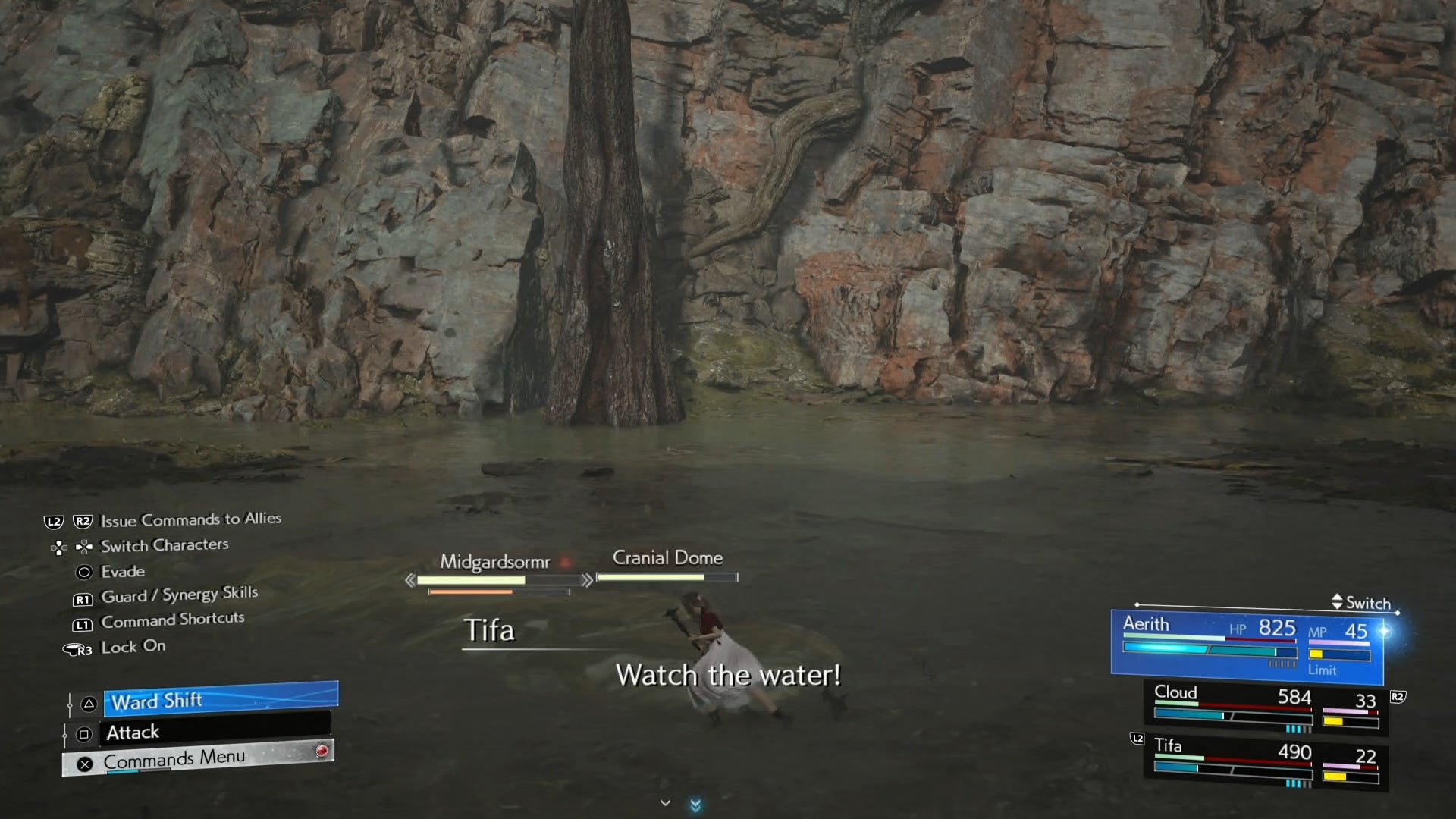 Midgardsormr underwater by Aerith during the second phase of the boss fight in Final Fantasy 7 Rebirth.