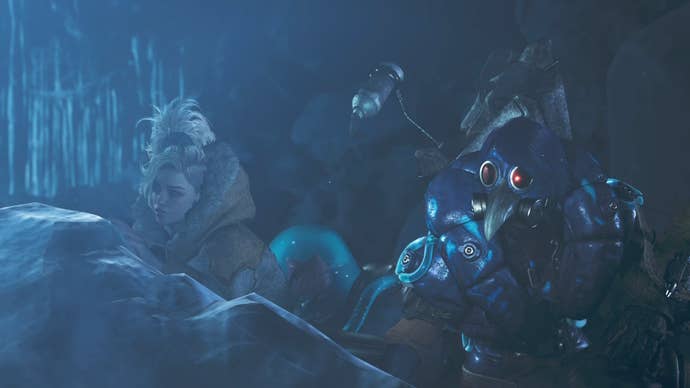 Gemma and a Hunter in Monster Hunter Wilds.