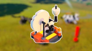 blurred background of a wolf attacking a cow with a lego spinning wheel item on top with a white outline