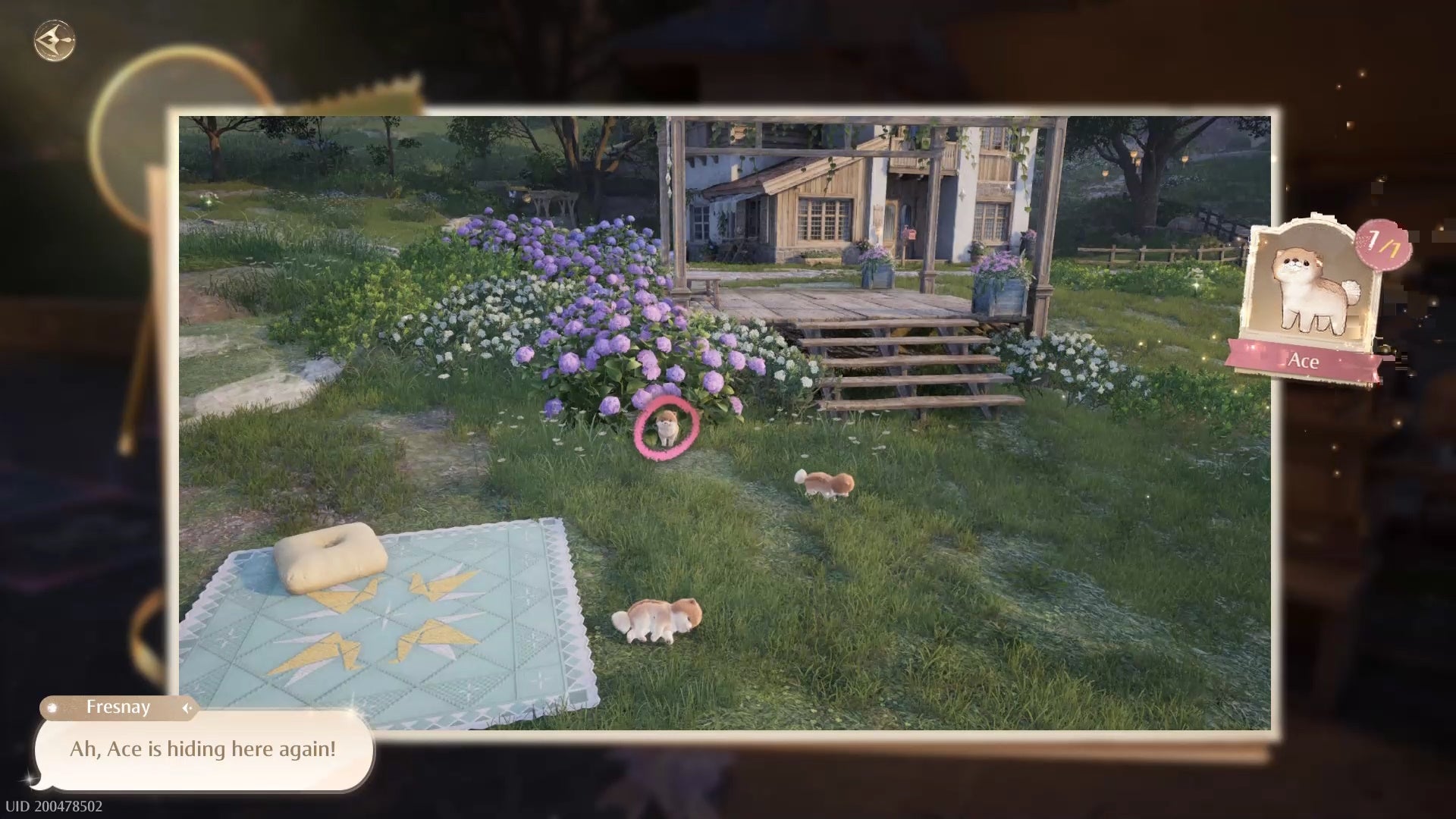 The correct Ace Floof circled for The Floof Triplets Photo Investigation in Infinity Nikki.