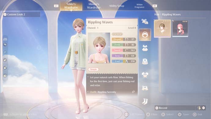 The Rippling Waves hairstyle selected in Infinity Nikki.