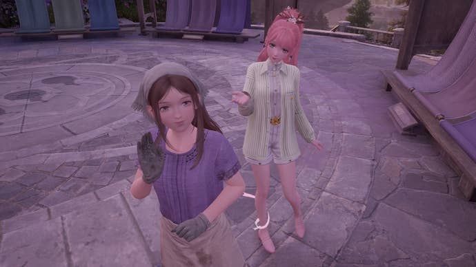 Nikki posing beside Rosalie in Infinity Nikki.