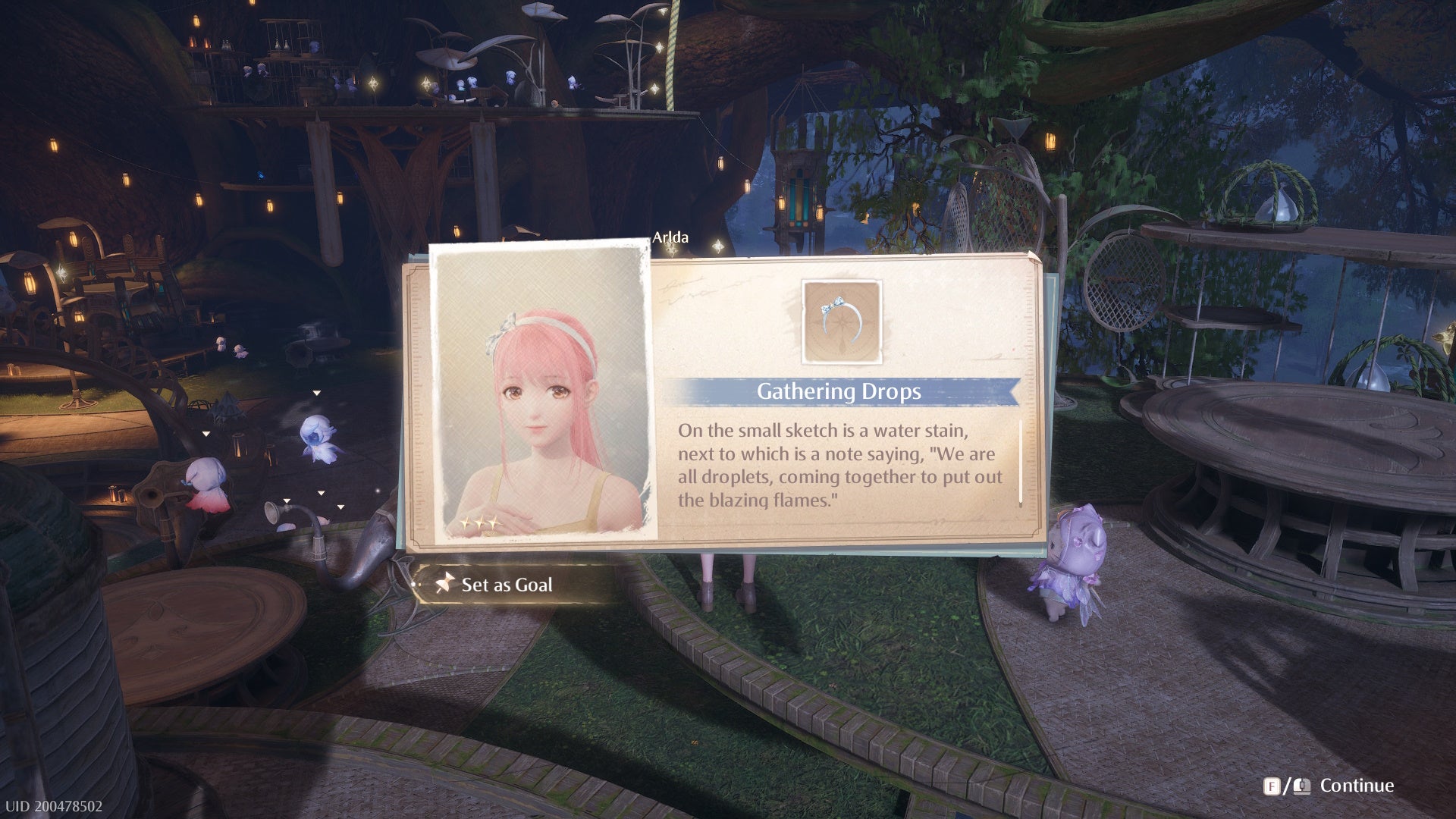 The Gathering Drops headwear piece in Infinity Nikki.