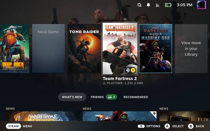 Step 1 of how to customise or disable gyro controls on the Steam Deck: Select a game from the Steam Library.