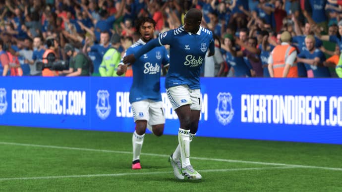 everton player doing the griddy celebration