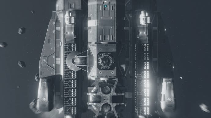 cutscene of the docking routine in space