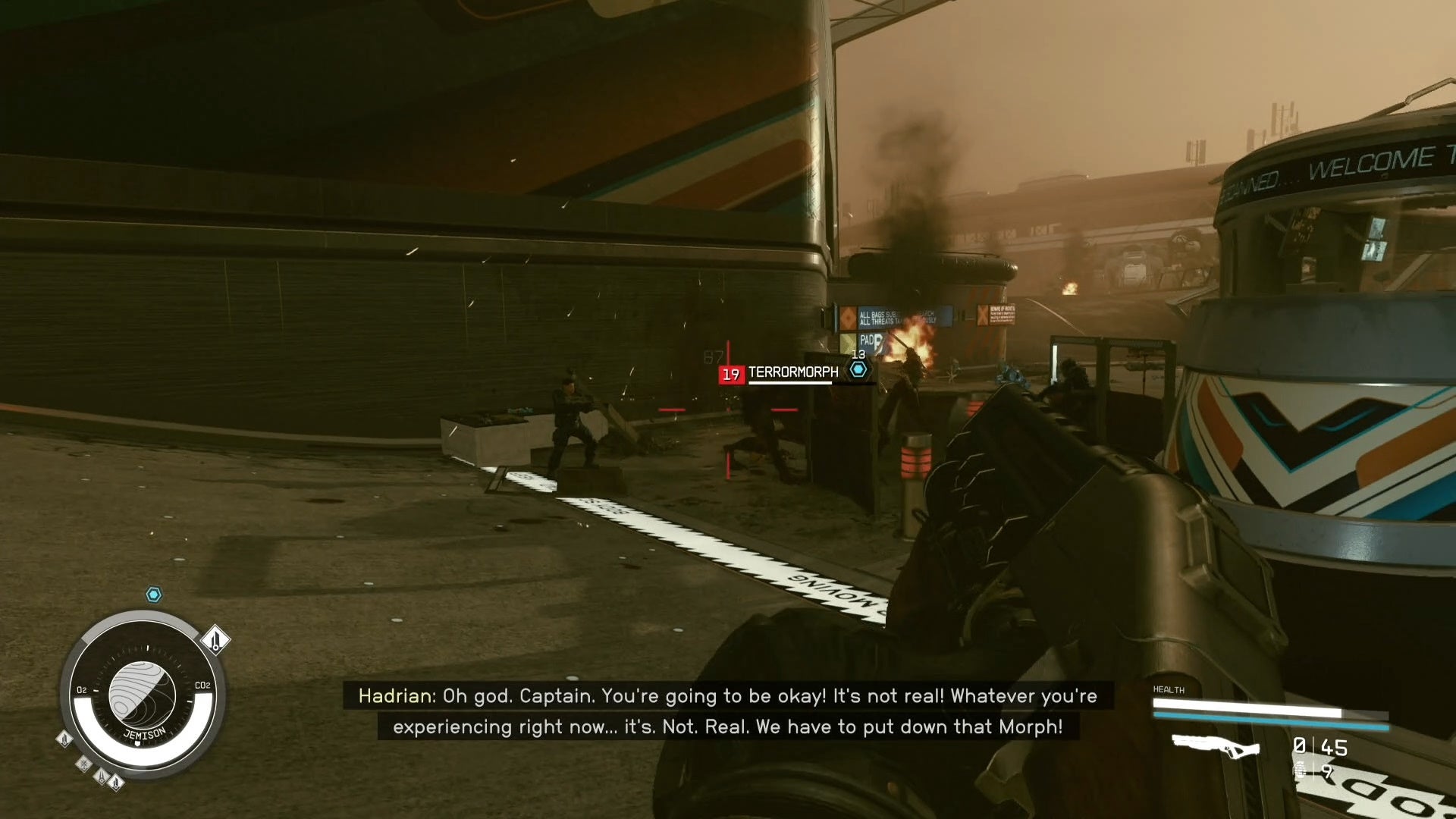 first person view of shooting a terrormorph