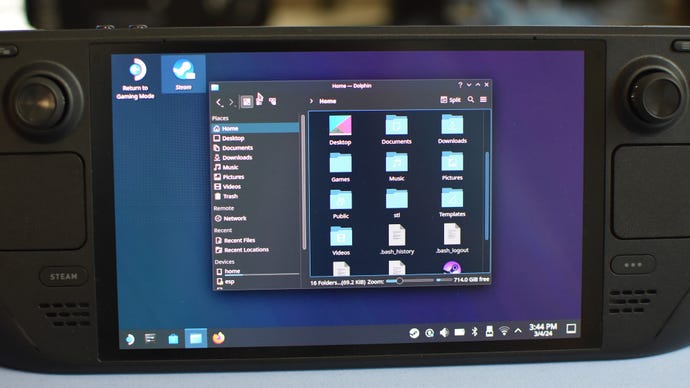 The Steam Deck's Dolphin file explorer, running in Desktop Mode.