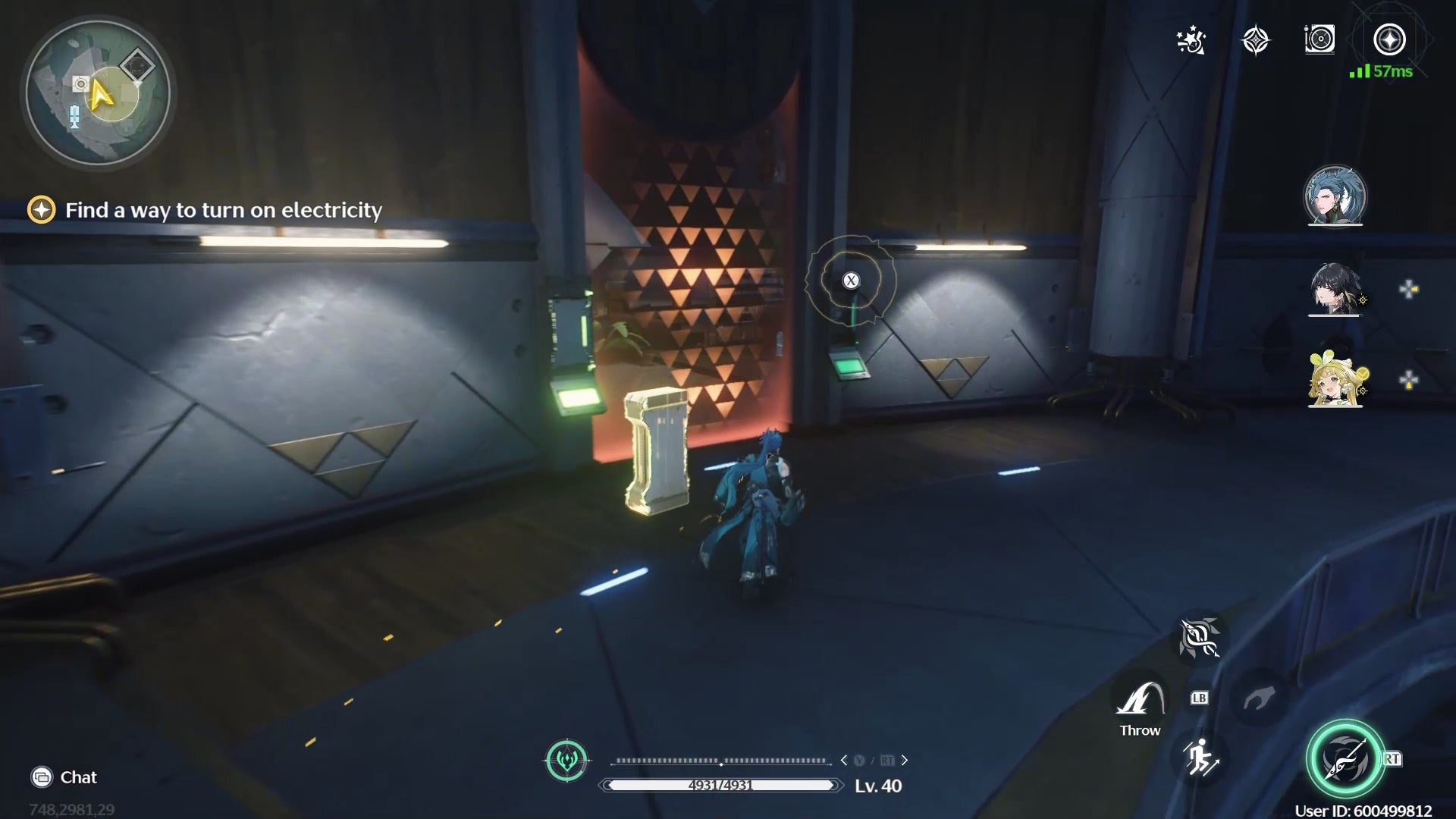 Jiyan near a floating power cell and red barrier in Wuthering Waves.