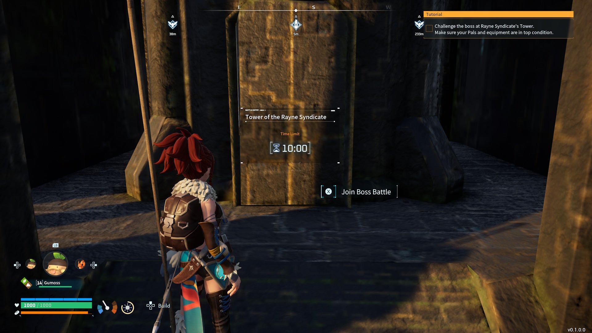 Entrance to the Rayne Syndicate Tower with a ten minute timer in Palworld.